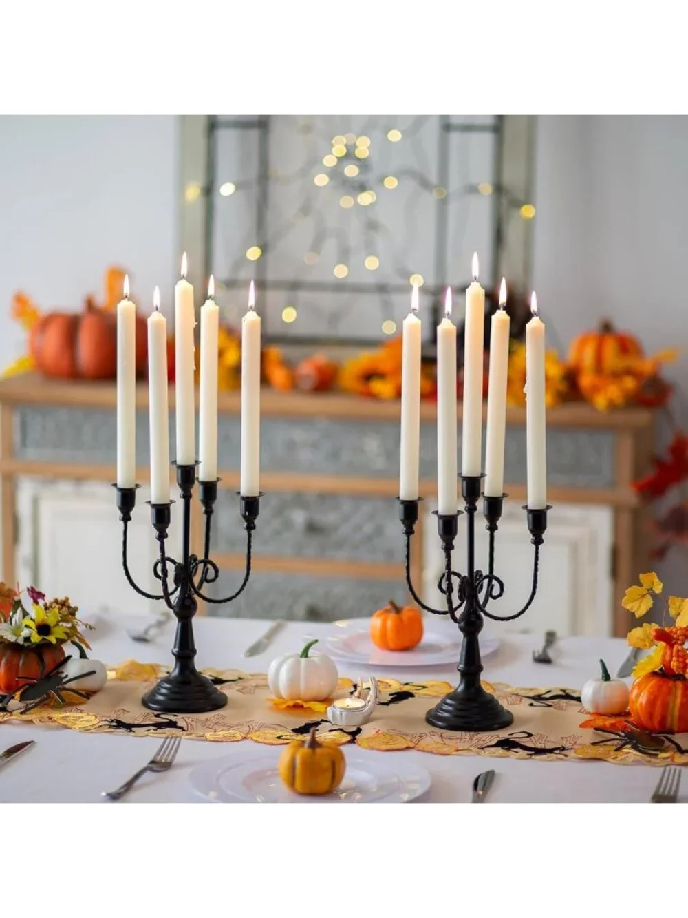 Elegant Black 5-Arms Halloween Candelabra Candle Holder for Spooky Decor